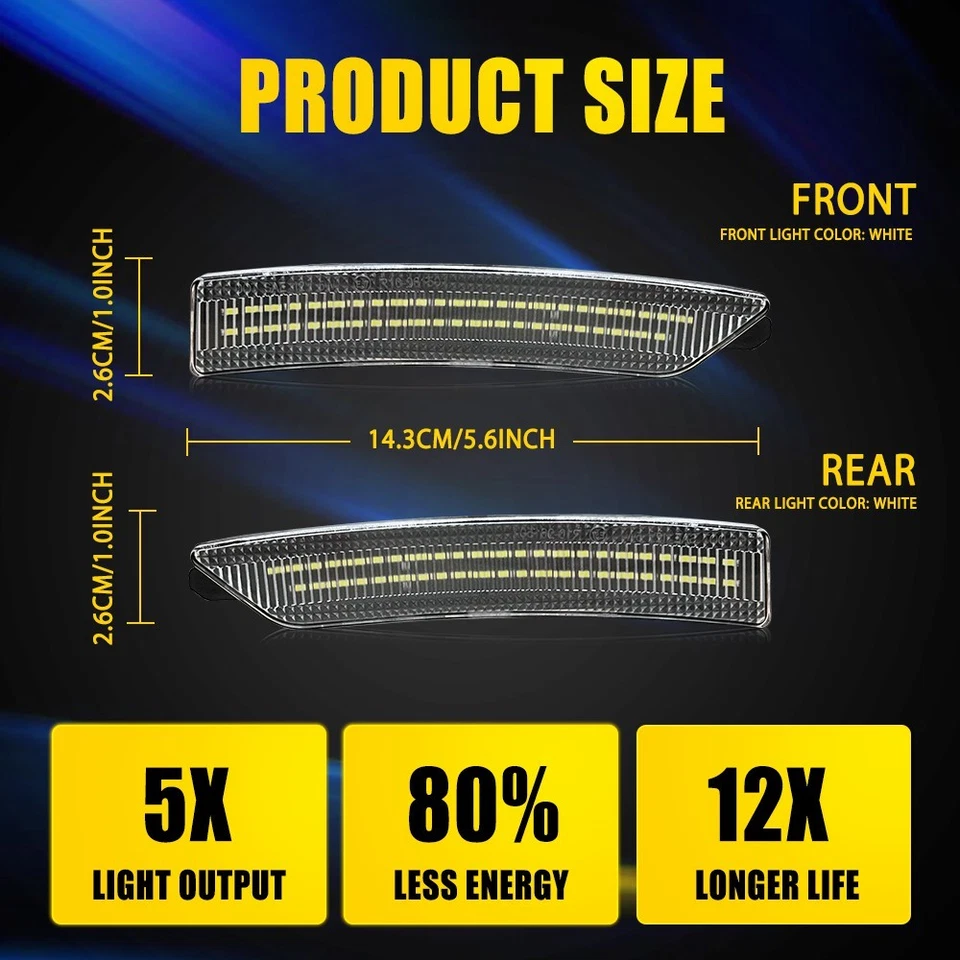 Left Right Side Fender Marker Lights Clear Lens For Ford Mustang 2024-2025 - Image 3 of 4