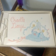 Vintage 1950s CRADLE DAYS Baby Book Pink Blue Photo Album 7.5X11" Scrapbook