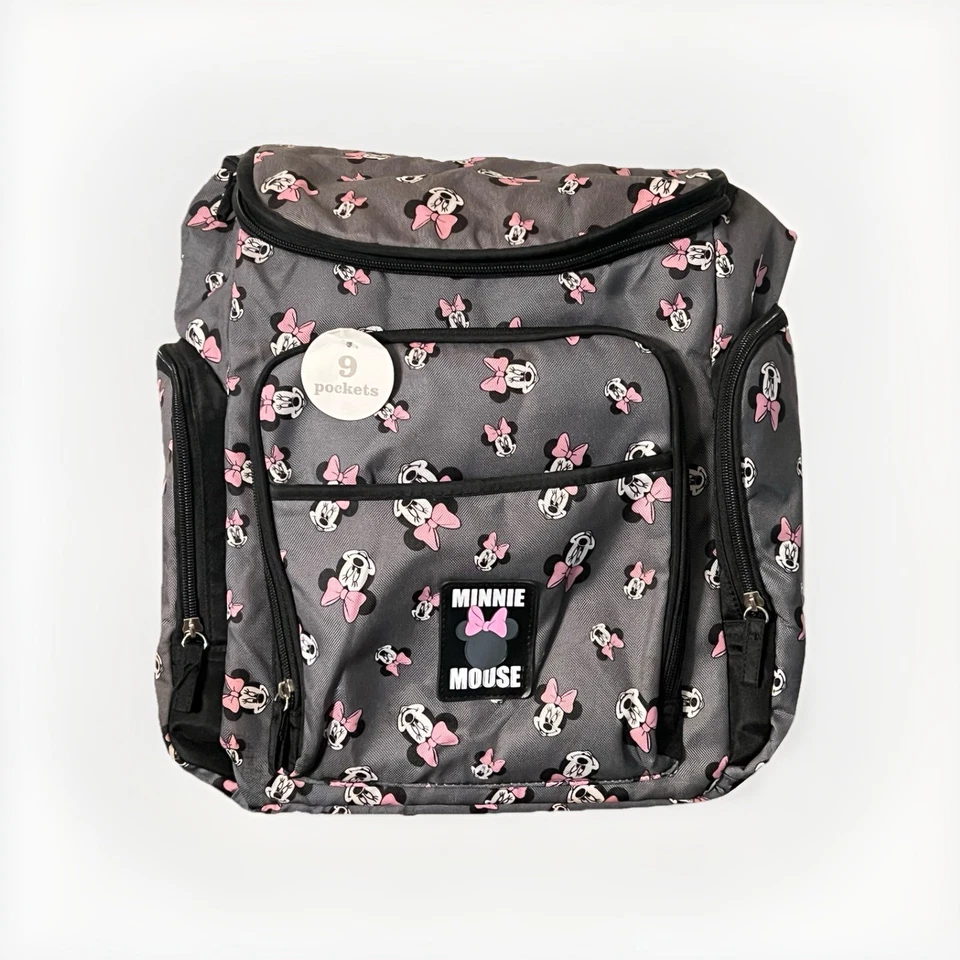 迪士尼宝宝米妮老鼠尿布袋背包可调节肩带灰色 — 第 3/4 张图片
