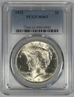 1923 Peace Silver $1 Dollar Coin PCGS MS 63