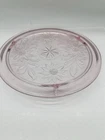 Vintage 1930s Jeanette Pink Depression Glass Sunflower Footed Cake Plate 10"