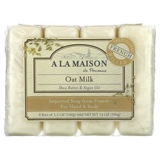 Jabón en barra para manos y cuerpo, leche de avena, 4 barras, 3,5 oz (100 g) cada una