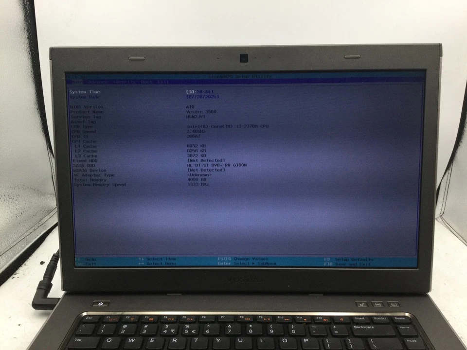 DELL VOSTRO 3560 - INTEL CORE I3 - 4GB RAM - FOR PARTS - BOOTS TO BIOS - READ-BB - Image 2 of 4