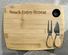 Cutting Board Fork Knife Spread Charcuterie Cheese Kitchen Gift Wood