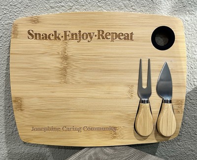 Charcuterie Cutting Board Fork Knife Spread ~ Snack Enjoy Repeat ~ Kitchenware