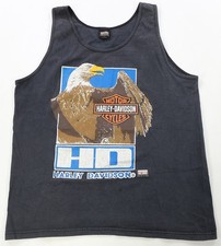 Rare VTG FUN WEAR Harley Davidson Motorcycles HD Eagle Tank Top T Shirt 90s L 