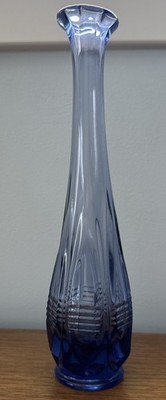 Vtg. Fenton Periwinkle Blue Barred Oval Swung 9.75  Vase