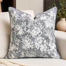 Neutral Floral Pillow Cover 20 x 20 Inch, Vintage 20" x 20" Pack of 1 Grey