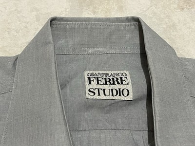 Vintage Gianfranco Ferre Studio Mens Gray Cotton Dress Shirt Made Italy 16 32/33
