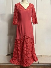 Abito Donna Elegante Pizzo Rosso