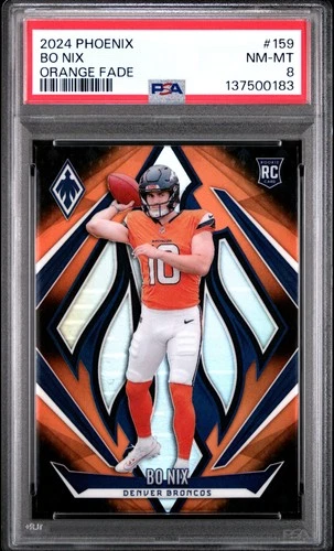 2024 PANINI PHOENIX ORANGE FADE #159 BO NIX ROOKIE RC PSA 8