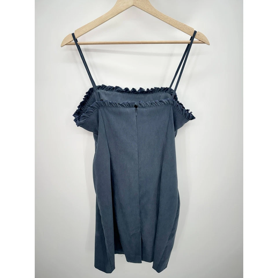 Positive Attitude Womens Vintage Y2K 90s Bodycon Mini Dress Size 14 Blue Ruffle - Image 2 of 4