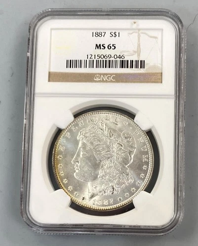 1887 P US Morgan Silver $1 NGC MS65 w/toning  L24517
