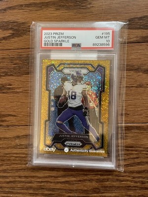 2023 Prizm Gold Sparkle Justin Jefferson PSA 10 #18/24 Jersey Match