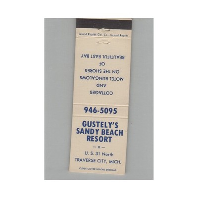 Matchbook Cover Gustely's Sandy Beach Resort Traverse City MI