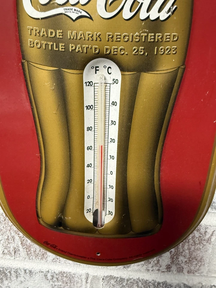 Vintage Coca Cola Coke Red Gold Thermometer Christmas Bottle WORKS - Image 2 of 4