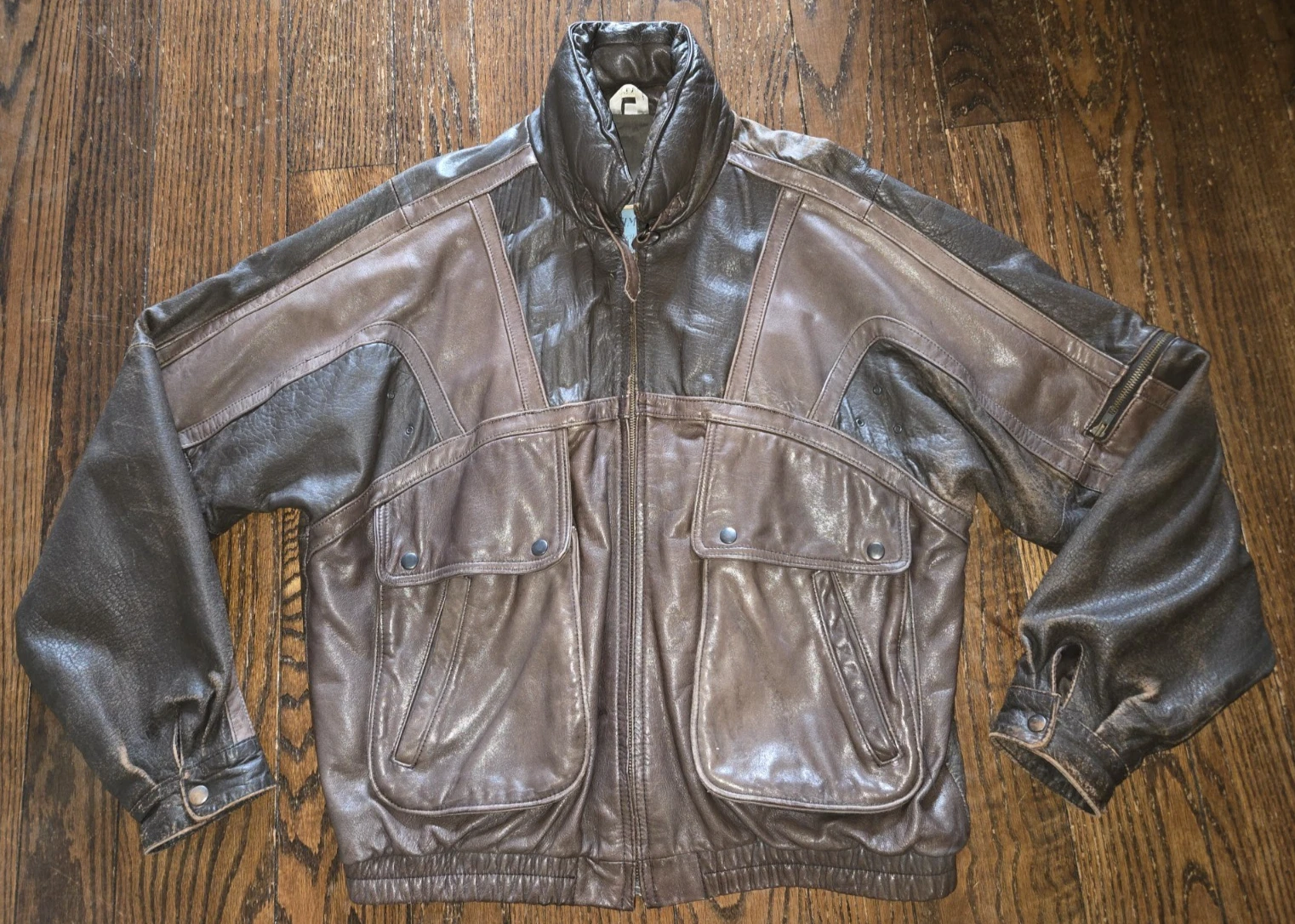 Vtg Aeropostale Compagnie Generale Leather Bomber Jacket Size 46 1980s 90s - product detail image 2