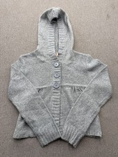 Girl  s Hooded Empire Waist Cardigan Sweater M 7/8 Faded Glory Gray Soft So Cute