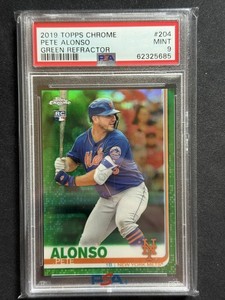 2019 Topps Chrome #204 Pete Alonso Green Refractor /99 PSA 9
