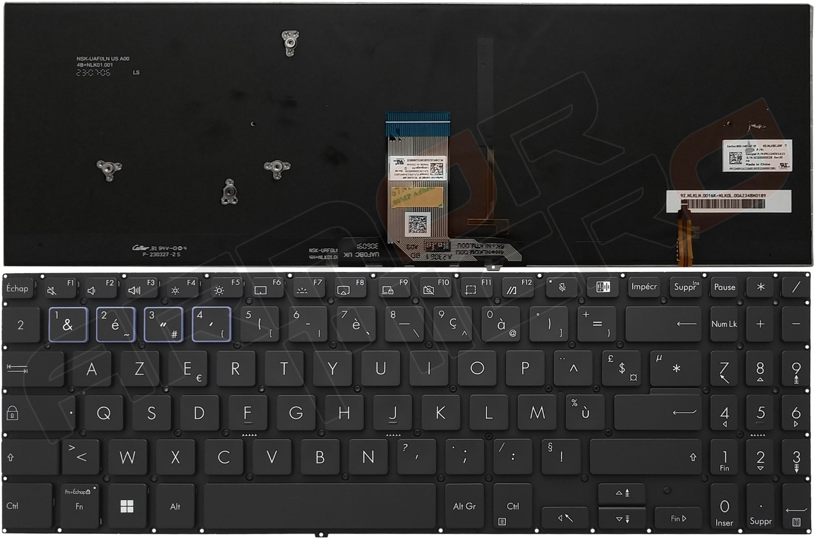 Clavier AZERTY ASUS ExpertBook B1500 avec pavé numérique complet