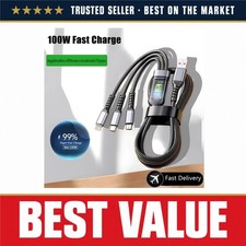 100W 3 in 1 Fast Charging Cable Nylon Braided USB Type-C Micro Multi Charger