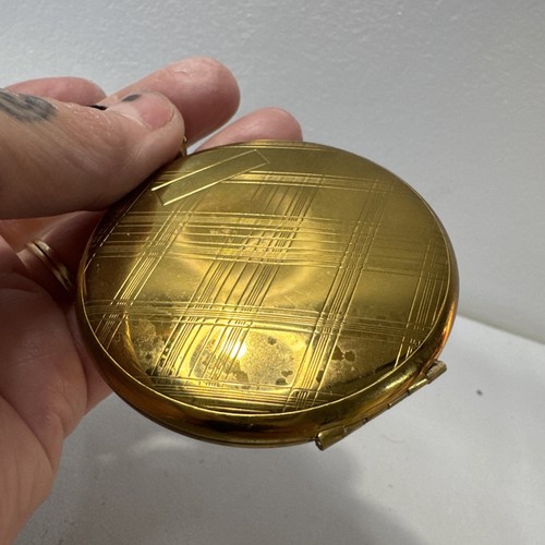 VTG Gold Compact Zell Fifth Ave Puff Hollywood Glam Beauty Products Case Makeup - Picture 8 of 8