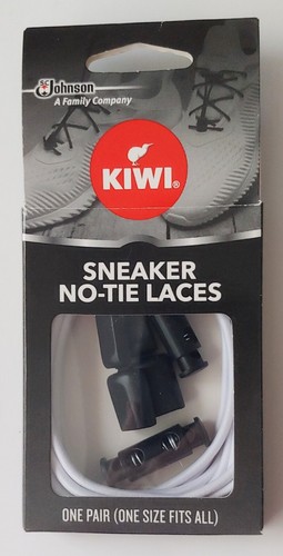 KIWI Sneakers No-Tie Laces White One Size Fits All, 1 Pair per Pack, Lot of 2 - Picture 2 of 4