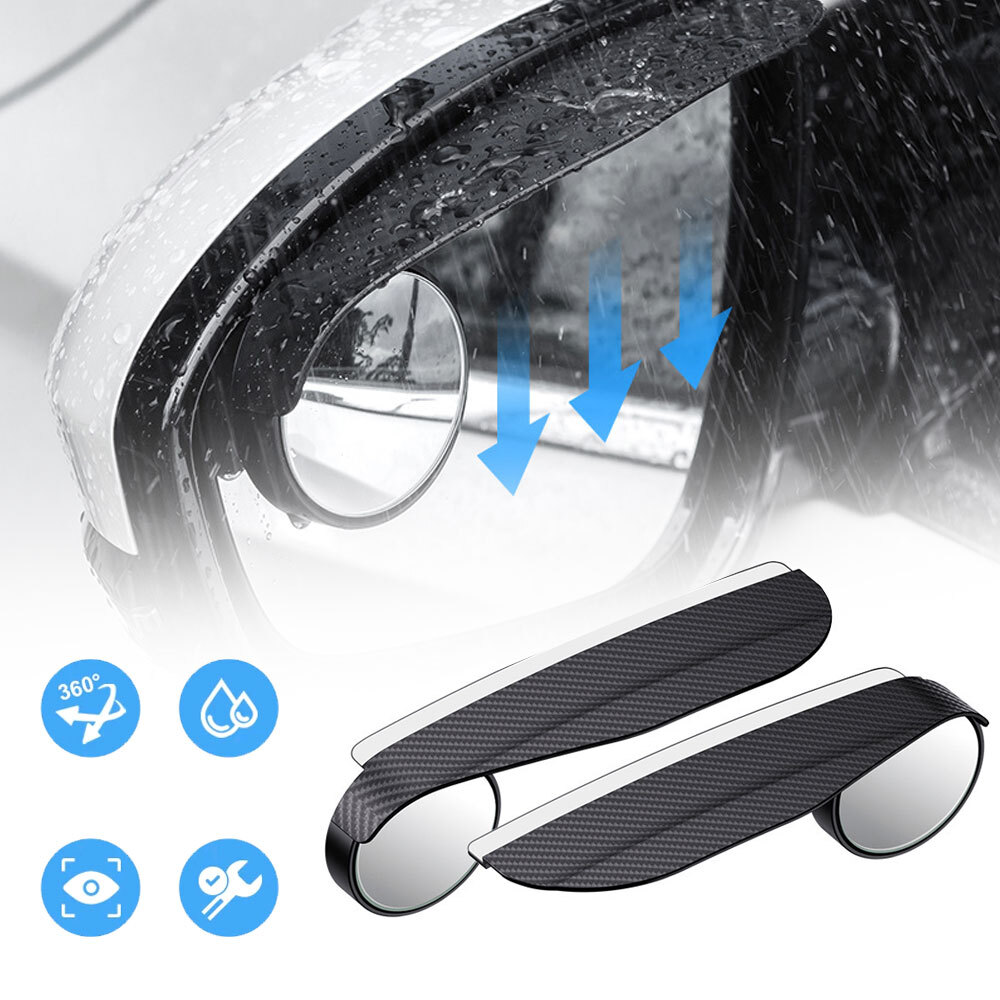 2x Carbon Fiber Car Mirror Rain Guards Eyebrow Visors Accessories