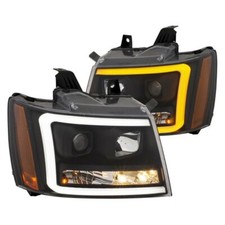 ANZO Projector Headlights w/ Plank Style Design Black w/ Amber FITS Chevy 111402