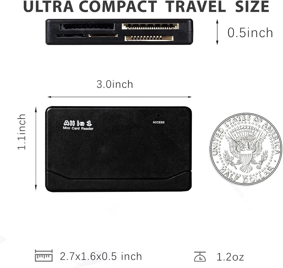 Memory Card Reader Mini 26-IN-1 USB 2.0 High Speed For CF xD SD MS SDHC - Image 4 of 4