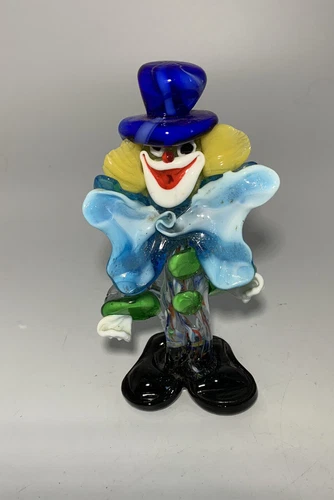 Vintage 7.25" Murano Glass Clown Italian Blown Glass Figurine