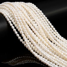 AAA High Quality Genuine White Pearl Off Round Beads 3-4mm 15'' Strand