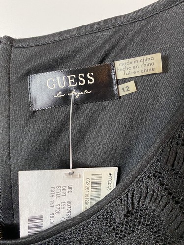 Guess Damen verspieltes ärmelloses Fransenmantelkleid schwarz Größe 12 - Bild 5 von 6