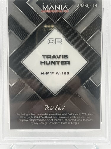 Travis Hunter Autogramm 2024 Wild Card Auto Mania American Flag /25 PSA 9 - Bild 15 von 19