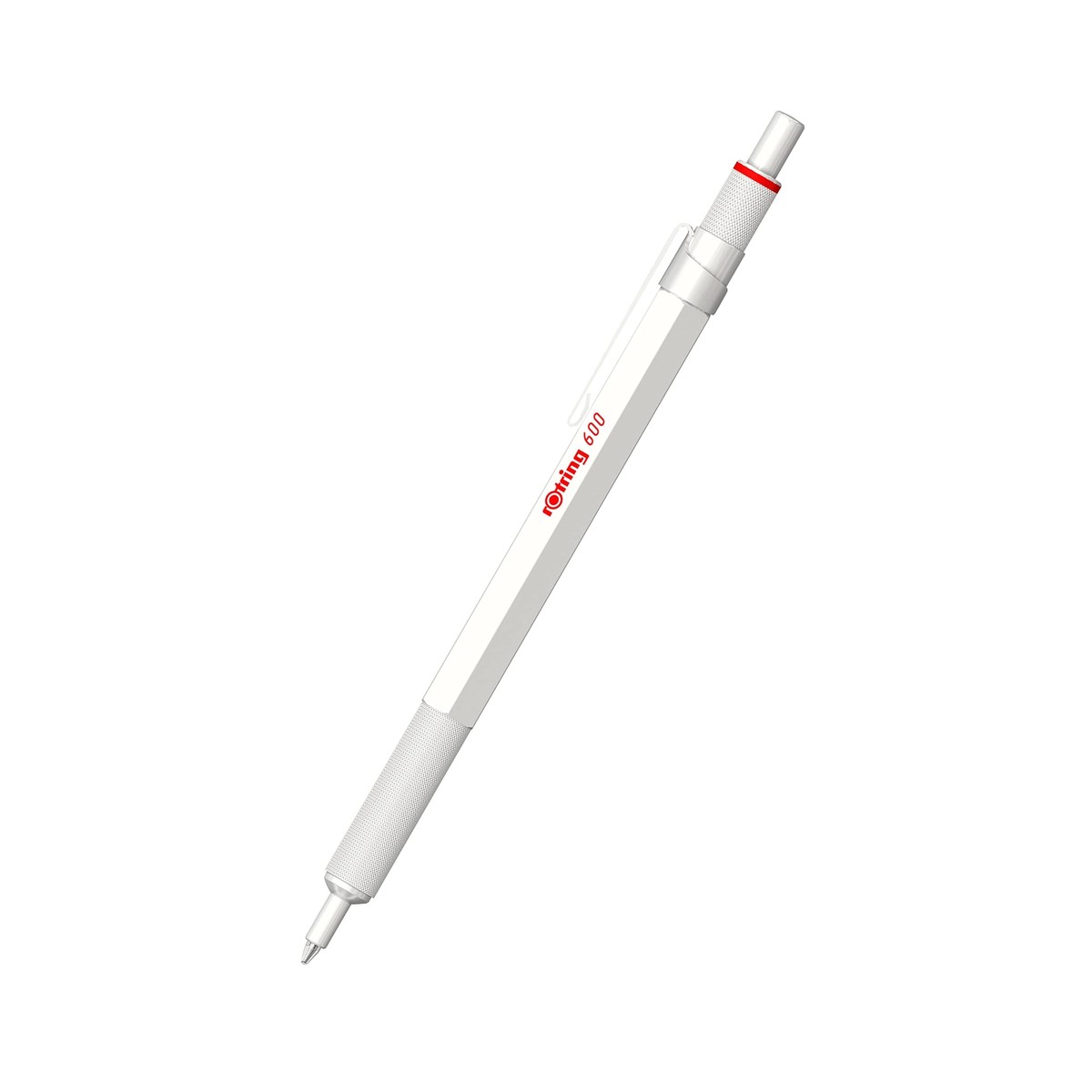 rOtring 600 Ballpoint Pen Pearl White Refillable Metal Hexagonal