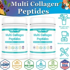 2 Bottle Multi Collagen Peptides Powder Type I,II,III,V,X Anti-Aging Skin & Join