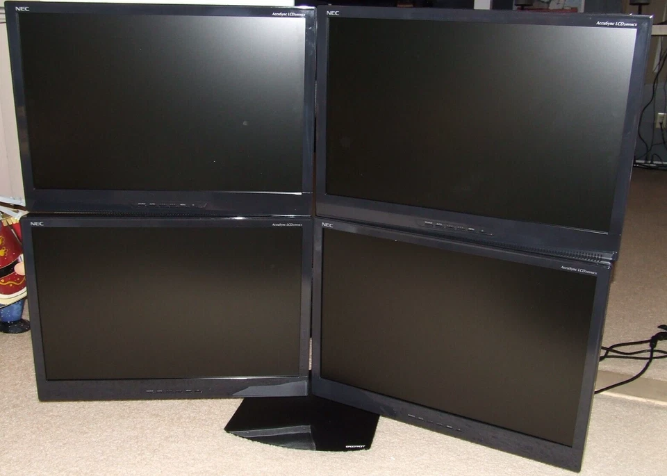 QUAD 24" MONITOR SETUP FOR CRYPTO & STOCK TRADING 4 NEC SCREENS & THE VIDEO CARD - Image 2 of 4