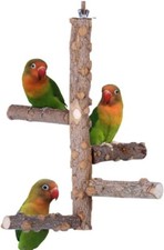 Bird Perch Nature Wood Stand for 3-4pcs Small Medium Parrots S 