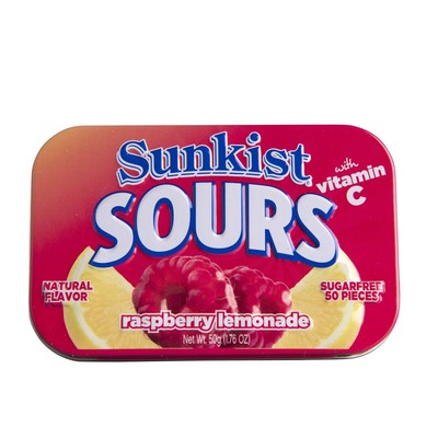 Sunkist Sours Raspberry Lemonade Vitamin C Sugar Free Sour Candy 1.76 Ounce T...