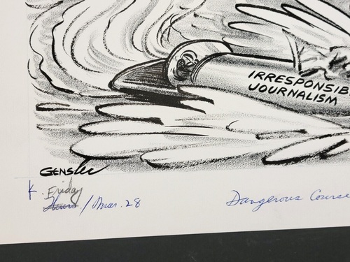 1975 National Security & Media, Leroy GENSLER vtg Original Art Political Cartoon - Picture 3 of 5