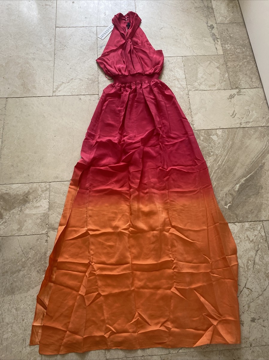 jay godfrey orange dress New Jay Godfrey Silk Maxi Dress Size 0