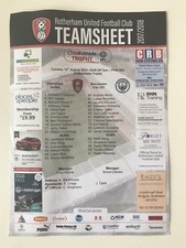ROTHERHAM UNITED V MAN CITY 15.08.2017 ** CHECKATRADE TROPHY **  TEAMSHEET