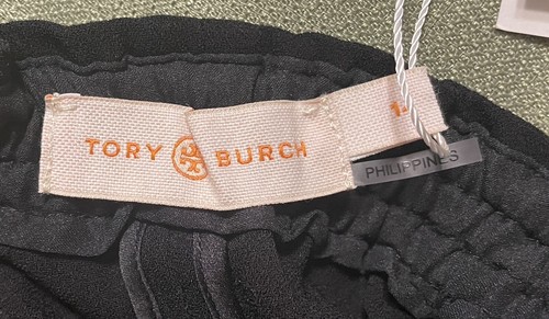 NWT “TORY BURCH” ROWING STRIPE PANTS WOMEN’S 14 slacks TAN w/NAVY BLUE $398 - Picture 8 of 10