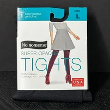 No Nonsense Super Opaque Tights - Size Large - Control Top - Black
