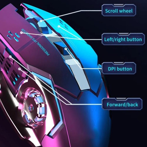 Wireless Gaming Mouse Bluetooth 2.4g Rechargeable Silent Backlit USB for Pc Lapt - Picture 18 of 24