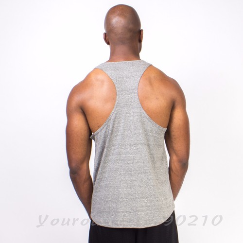 Men Bodybuilding Tank Top Muscle T-Shirt Racerback Sleeveless Tee Sports Gym - Picture 7 of 7