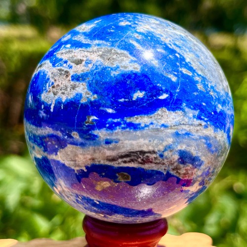 396G Natural Lapis lazuli jasper Quartz Sphere Crystal Ball Reiki Healing - Picture 10 of 16