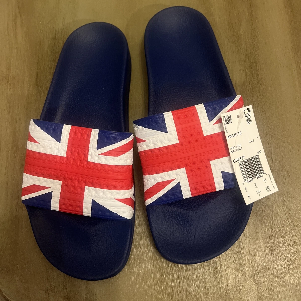 Originals Adilette United Kingdom England UK Flag Slides Sandals Blue Red eBay