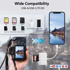 iOS iPhone iPad Android OTG USB Adapter HUB MMC Card Reader Charge/Data Transfer
