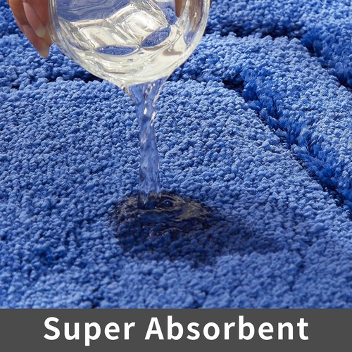 COSY HOMEER Extra Thick Anti-Slip Bath Rug 17x27 Blue Soft Plush Water Absorbent - Picture 5 of 8